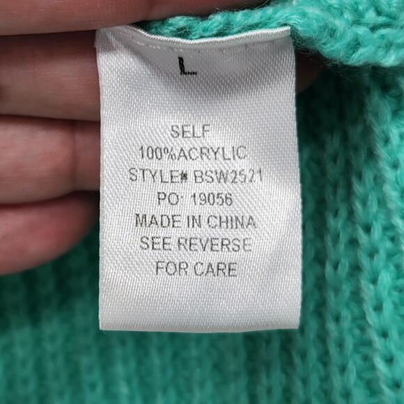 BaeVely Teal Knit Crochet Flower Applique Preppy Boho Mini Skirt Women's L - Picture 5 of 8